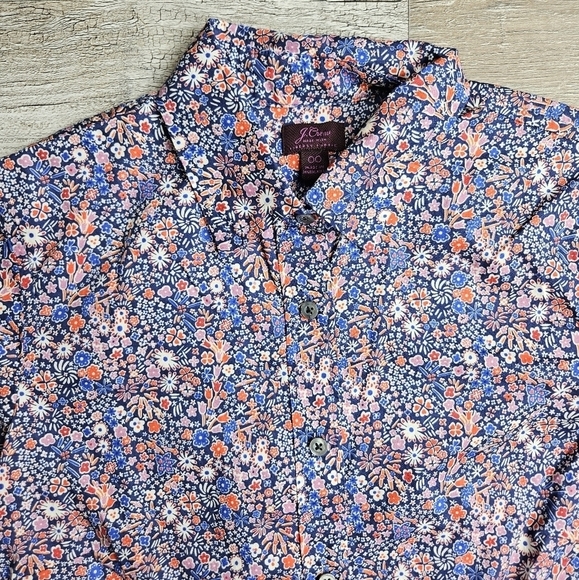 J. Crew x Liberty Fabric London Size 00 Kayoko Deep Blue Floral pattern Button D - Picture 2 of 7